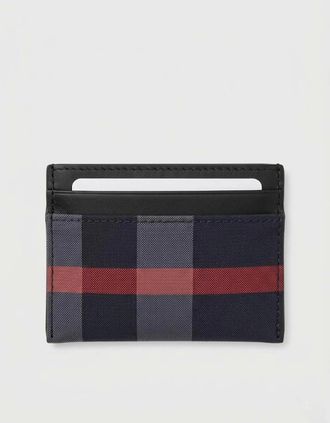 Burberry Mens Burberry Check Card Holder Navy - Black