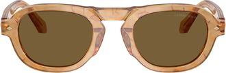 Giorgio Armani Brown 0ar8244 Keyhole Acetate Geometric Sunglasses