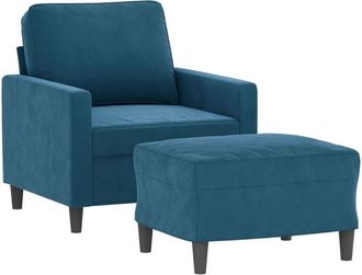 vidaXL Sill&oacute;n Con Taburete Terciopelo Azul 60 Cm Vidaxl