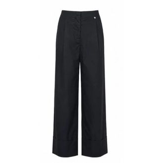 Liu Jo Flared Poplin Trousers - female - Liu Jo - Wide Trousers - Black - XL - Trousers