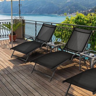 Costway Costway 2 Tumbonas Reclinables En 5 Posiciones Con Asiento Transpirable Y Estructura Acero Anti&oacute;xido/tumbonas De Exterior Para Patio Jard&iacute;n Piscina 18