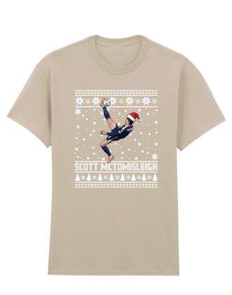 Generic Scott McTominay Christmas T-Shirt, Overhead Kick Goal Ugly Xmas Gift, Scotland World Cup Fans Christmas T-Shirt(Sand, L)