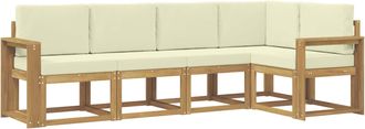 vidaXL Conjunto De Sof&aacute;s De Exterior 5 Uds. Blanco Y Crema Vidaxl