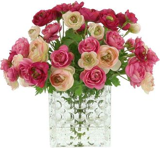 Creative Displays Inc. Pink Ranunculus Arrangement In Glass Cube Vase