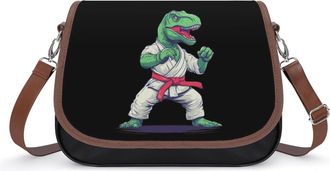 Generic Dinosaur Karate Crossbody Bag Womens Handbag PU Message Bags Shoulder Purse with Adjustable Strap