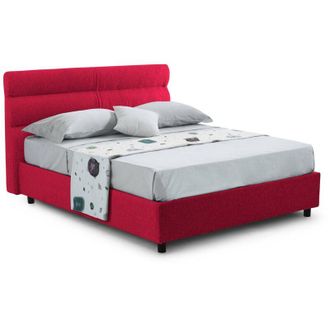 Dmora Letto Matrimoniale Briatico, Materasso Incluso, Sfoderabile Made in Italy, Rosso