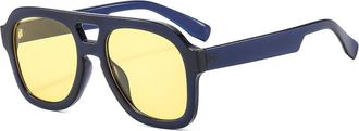 Generic Mens Large Frame Vacation Sunglasses Womens Sports Commuting Driver Sun Glasses(Yellow)