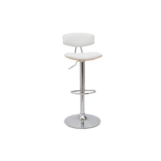 Miliboo Miliboo - Taburete De Cocina De Dise&ntilde;o Regulable Blanco Y Madera Clara Vasco