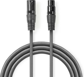 Nedis Cable De Audio Balanceado Xlr Macho De 3 Pines Xlr Hembra De 3 Pines Niquelado 100 Metros Redondo Pvc Gris Oscuro Caja De Regalo