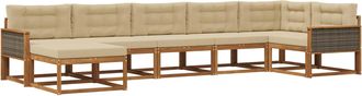vidaXL Conjunto De Sof&aacute;s De Exterior 7 Uds. Natural Y Beige Vidaxl