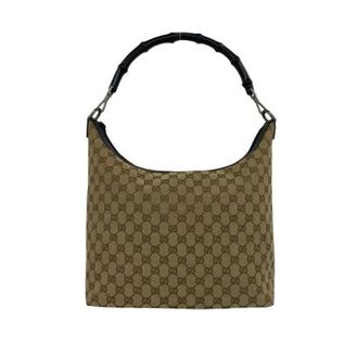 Gucci Pre-owned Shoulder Bags, female, Brown, Size: ONE SIZE Pre-owned GG Canvas Leather Shoulder Bag