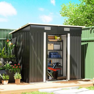 OUTSUNNY 7 x 4ft Outdoor Garden Storage Shed for Garden in Black | Size: 7ft
