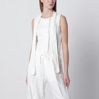Christophe Lemaire Milk-colored asymmetrical tank top with scarf