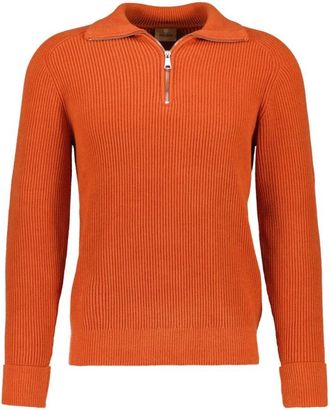 Mos Mosh MMGPorter Maglia Girocollo con Zip Corta Morbida - - Knitwear - Uomo - Arancione - L
