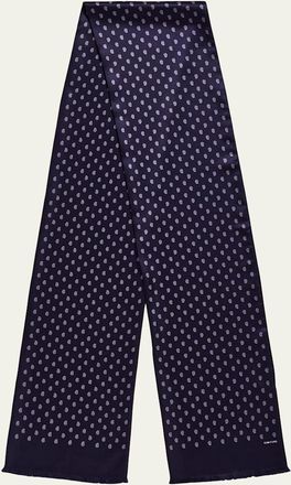 Tom Ford Mens Micro Paisley-Print Mulberry Silk Scarf