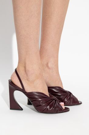 Fendi Arco Heeled Sandals, Womens, Burgundy