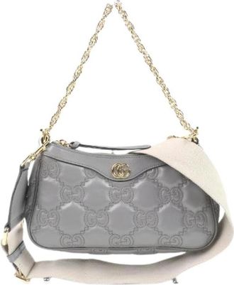 Gucci Pre-owned Leather gucci-bags - Dames - Vintage Schoudertas - Grijs - ONE Size - Leer - Vintage
