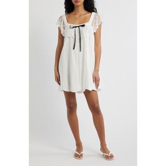Lulus Lana Lace Trim Minidress in White at Nordstrom, Size X-Large