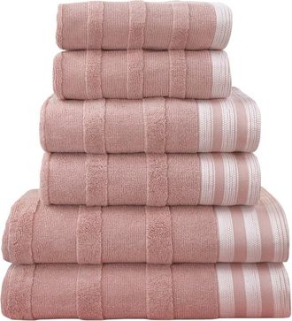 Kathy Ireland 6Pc Stripe Jacquard Kyoto Towel Set