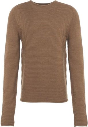 Hannes Roether Ribbed Knit Sweater With Classic Crew Neckline