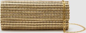Reiss Gold Beaded Clutch Bag