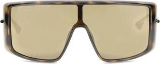 Alexander McQueen T-Bar Zonnebril Schildpadbruin - Dames - Zonnebrillen - Bruin - ONE Size - Accessoires