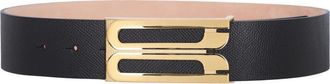 Victoria Beckham Black Jumbo Frame Crocodile-Embossed Leather Belt