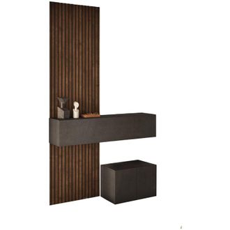 Dmora Mobile da Ingresso Liscate, 2 Paia, Cassetti Made in Italy, Ripiani, 138x35x241h cm Marrone Scuro