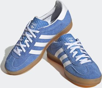 adidas Sneaker ADIDAS ORIGINALS GAZELLE INDOOR, Damen, Gr. 38,5, blau fusion, ftwr wei&szlig;, gold metallic, Leder, Synthetik, Schuhe Sneaker