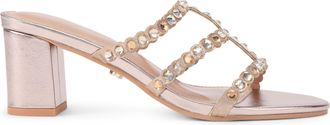 Carvela Womens Confetti Block Sandals - Gold Fabric - Size UK 4