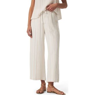 Splendid Kit Stripe Cotton Gauze Crop Wide Leg Pants in Fawn Multi Stp at Nordstrom Rack, Size X-Large