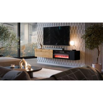 Dmora Mueble Para Tv Sindia, Modular, Un Estante, 2 Puertas, 200x29.8x30.5h Cm Negro Antracita