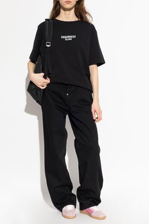 Dsquared2 T-shirt With Printed Logo, Womens, Black