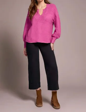 Tribal Notch Neckline Sweater In Cameo