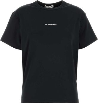 Jil Sander Black Crew Neck Logo Print T-Shirt