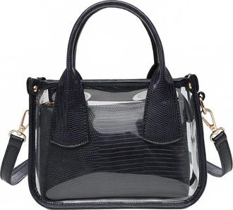Jen & Co. Womens Stacey Clear Satchel With Inner Bag In Navy