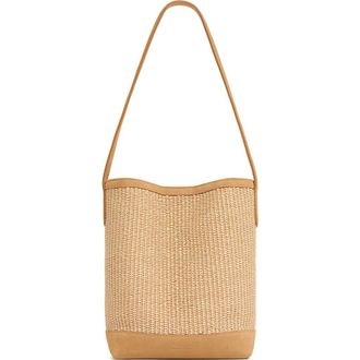 Mansur Gavriel Small Everyday Cabas Woven Raffia & Suede Bucket Tote in Natural at Nordstrom