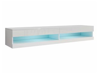 Mirjan24 Mobilier1 - Mueble Tv Venenou 120, Blanco + Blanco Brillante, N&uacute;mero De Puertas: 0, N&uacute;mero De Cajones: 0, 180x30x40cm, Led