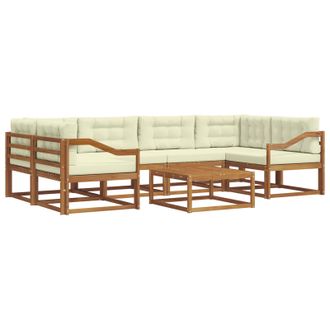 vidaXL Conjunto De Sof&aacute;s De Exterior Con Coj&iacute;n 7 Pcs Natural Y Crema Vidaxl