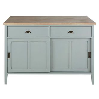 Maisons du monde Isla central de cocina con 2 puertas y 2 cajones en verde gris