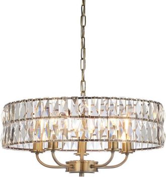 Endon Lighting Clifton 5 Light Multi Arm Lamp Ceiling Pendant Antique Brass