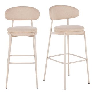 Maisons du monde Set de 2 sillas altas de bar beige, 78 cm