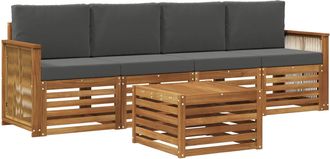 vidaXL Conjunto De Sof&aacute;s De Exterior 5 Uds. Natural Y Antracita Vidaxl