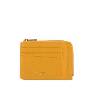Pourchet Accessoires, Dames, Geel, ONE Size, Leer, Platte Munt-/Kaarthouder