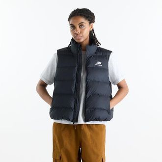 New Balance Donna Boston Puffer Vest in Nero, Poliestere, Taglia XL