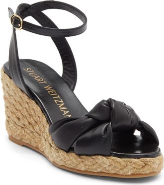 Stuart Weitzman Playa Espadrille Knot Wedge Sandal in Black/Natural at Nordstrom Rack, Size 9.5