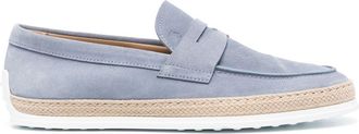 Tod's penny-slot suede loafers - men - Calf Suede/Rubber/Calf Leather - 11 - Blue