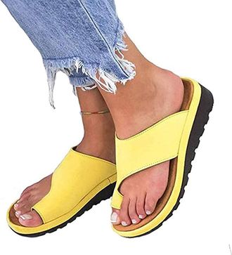 Generic Orthopedic Sandals for Women, Open Toe Leather Bunion Corrector for Summer Outdoor Hiking and Walking