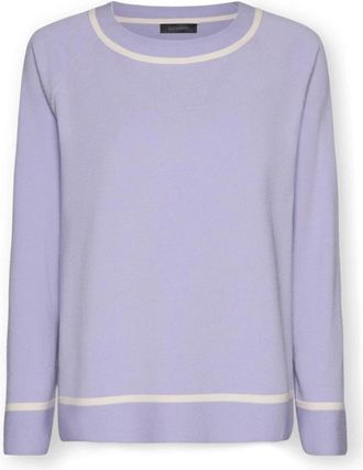 Elena Miro Gestreepte Jersey van Viscosemix - Dames - Ronde hals truien - Paars - XS - Polyester - Truien & Vesten