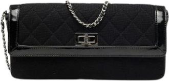 Chanel Pre-owned Quilted Jersey Shoulder Bag - Dames - Vintage Clutch - Zwart - ONE Size - Leer - Vintage